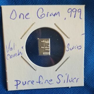 .999 one gram pure fine ~Silver~ bar☆Valcambi Swiss Mint☆