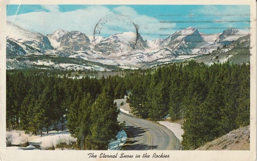 Vintage Used Postcard: B: 1961 Eternal Snow in the Rockies