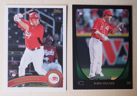 2011 Todd Frazier 2 different Rookie Cards - Bowman #35 Topps #US270 - Cincinnati Reds