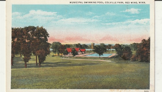 Vintage Used Postcard: 1944 Swimming Pool, Colville Park, Red Wing, MN