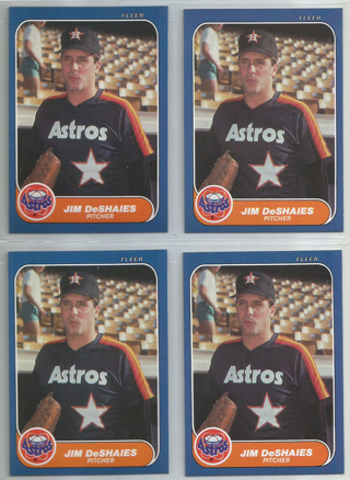 Lot of (4) 1986 Fleer Update Jim DeShaies #U-35 Astros