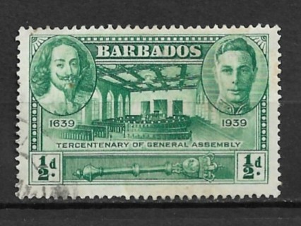 1939 Barbados Sc202 ½d Tercentenary of General Assembly used