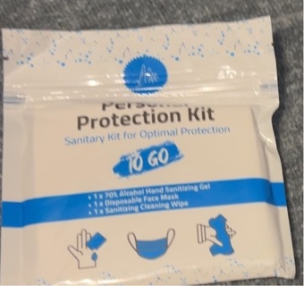 Two New Personal Protective Kits!! Hand Sanitizing Gel/ Face Mask/ Sanitizing Cleaning Wipe!!