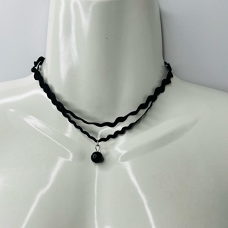 Black Choker Necklace with Round Bead