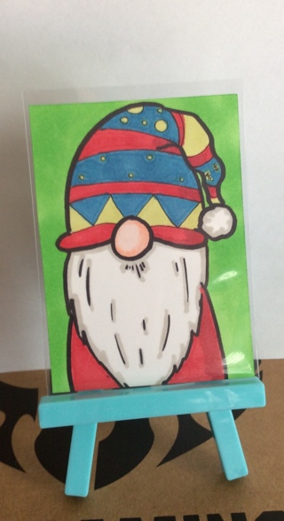 Christmas Gnome original drawing aceo