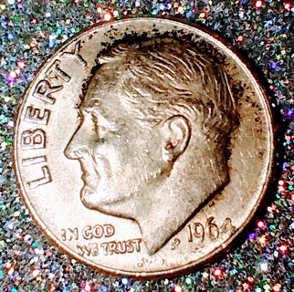 COIN DIME SILVER 1964 WITH BIG CUD ERROR ON NOSE SUPER COLLECTIBLE GRAB IT WHILE YOU CAN