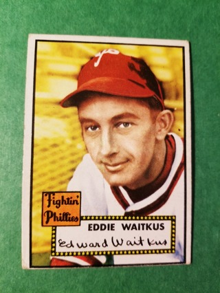 1952 TOPPS BASEBALL CARD NO. 158 - RED BACK  - EDDIE WAITKUS  - PHILLIES - BV = $40