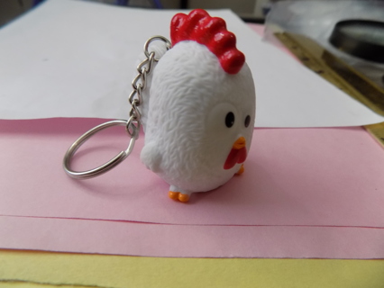 The Coop Squad white rooster keychain