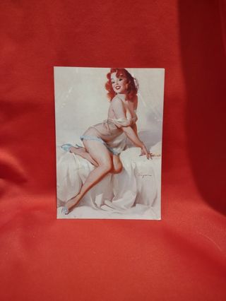 Vintage Looking Pinup Red Hair Postcard Paper Craft