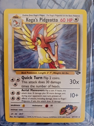 Pokemon KOGA'S PIDGEOTTO 27/132 Gym Challenge - RARE 