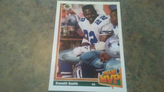 1991 UPPER DECK MVP EMMITT SMITH MVP DALLAS COWBOYS FOOTBALL CARD# 456