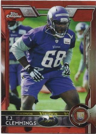 2015 TOPPS CHROME T.J CLEMMINGS ORANGE REFRACTOR ROOKIE CARD