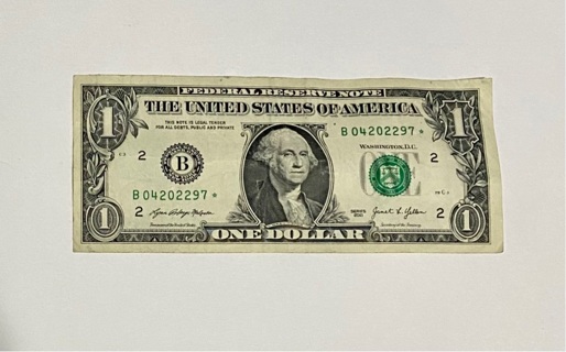 One Dollar Bill * Star Note!