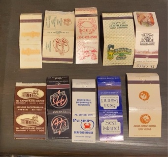 TEN DIFFERENT VINTAGE COLLECTIBLE MATCHBOOK COVERS