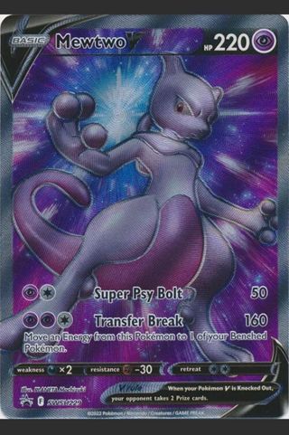 NM Mewtwo V Full Art Textured Pokemon card TCG SWSH