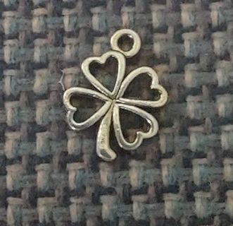 1/2 inch silver tone 4 leaf clover / Lucky Irish Sharmrock charm