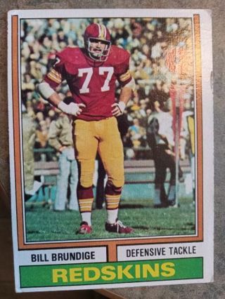 1974 TOPPS BILL BRUNDIGE WASHINGTON REDSKINS FOOTBALL CARD# 287