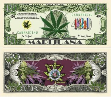 1 cannabis sativa million dollar novelty fake money W/Sleeve