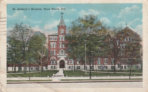 Vintage Used Postcard: (p): 1920 ST Anthony's Hospital, Terre Haute, IN