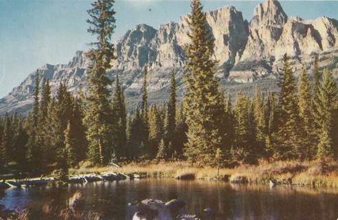 Vintage Unused Postcard: f: Mount Eisenhower, Banff National Park, Canada