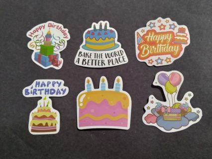 6 Vinyl Stickers Happy Birthday