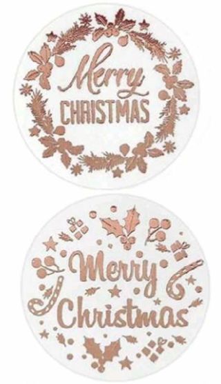 ⭐NEW⭐⛄(2) ROSE GOLD FOIL 'Merry Christmas' stickers BNWOT.⛄