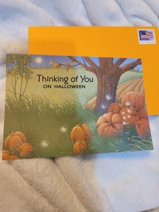 Halloween greeting card with envelope and a forever postage stamp