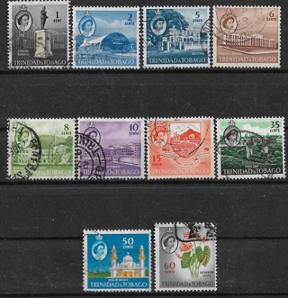 1960 Trinidad & Tobago partial Queen Elizabeth set of 10 used