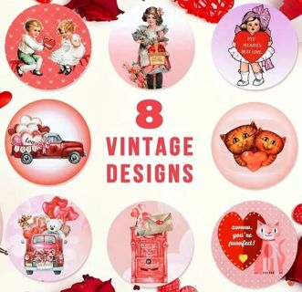 ➡️♥️(8) 1" VALENTINE'S DAY STICKERS!! VINTAGE STYLE♥️