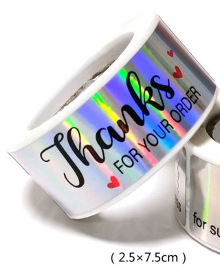 ⭐NEW⭐(1) 3 x1" HOLOGRAPHIC 'Thanks FOR YOUR ORDER' Shipping sticker BNWOT