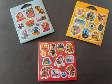 3 Small Sheets Paw Patrol Stickers