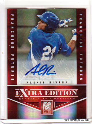 Alexis Rivera, 2012 Panini Extra Autographed Baseball Card #28, Kansas City Royals, 243/797,(L1