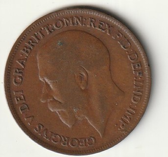 Overseas Coin: 1919 One Penny/Great Britain #12