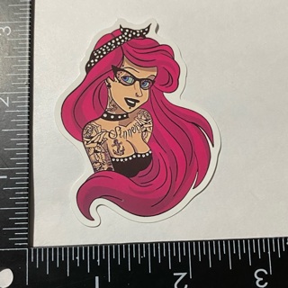 Cute tattooed princess Ariel mermaid Disney punk large sticker decal NEW