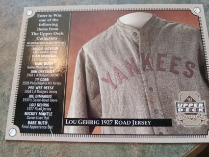 2000 UPPER DECK LOU GEHRIG 1927 ROAD JERSEY NEW YORK YANKEES BASEBALL CARD