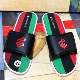 NEW MEN'S ROCAWEAR SLIPPERS MENS SIZE 13 ADJUSTABLE VELCRO SLIDES SANDALS SLIPON