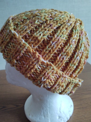 Hand Knit Multicolor Cuffed Hat 