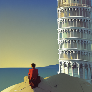 Listia Digital Collectible: Praying at Leaning Tower of Pisa Italy