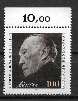 1992 Germany 1739 Chancellor Konrad Adenauer MNH