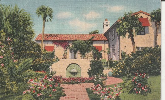 Vintage Used Postcard: (m): 1957 Spanish Style Home in Florida