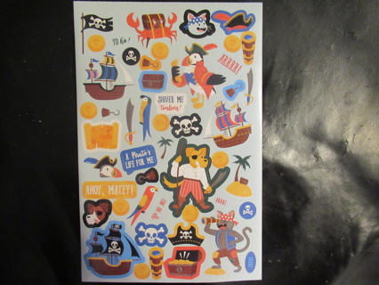 Darling sheet of  *PIRATE LIFE*  themed stickers--NEW