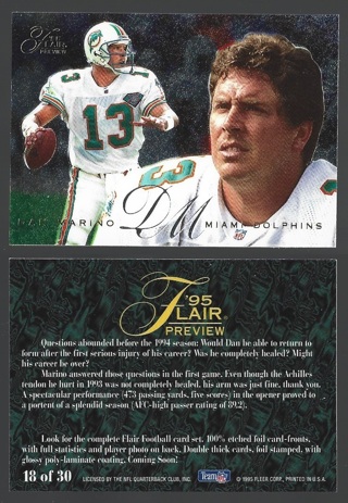 1995 Fleer Dan Marino Flair Preview #18 - Miami Dolphins 