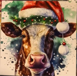 Adorable Holiday Cow - 3 x 3” MAGNET - GIN ONLY