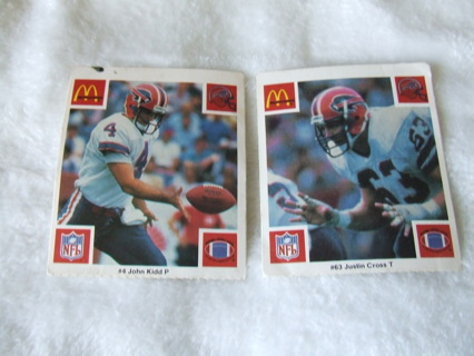 1986 John Kidd - Justin Cross Buffalo Bills Team McDonald's Card Lot of 2