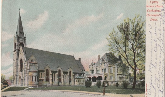 Vintage Used Postcard: 1907 Sacred Heart Cathedral, Davenport, Iowa