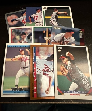 Tom Glavine 9 card lot 