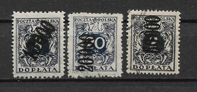 1923 Poland ScJ48-50 complete surcharged Postage due set of 3 used/CTO