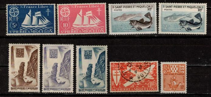 St Pierre and Miquelon Stamps 1942-57