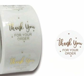 ↗️NEW⭕(30) 1" TRANSPARENT WITH GOLD FOIL THANK YOU FOR YOUR ORDER STICKERS!!⭕