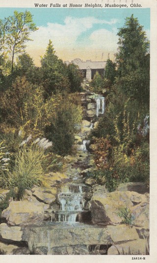 Vintage Used Postcard: 1942 Water Falls, Honor Heights, Muskogewe, OK